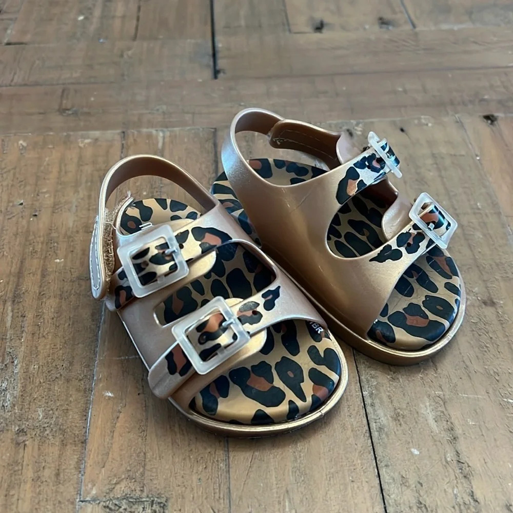 Mini Melissa gold leopard sandals